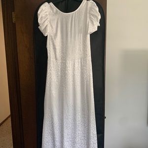 Midi white satin leopard print dress